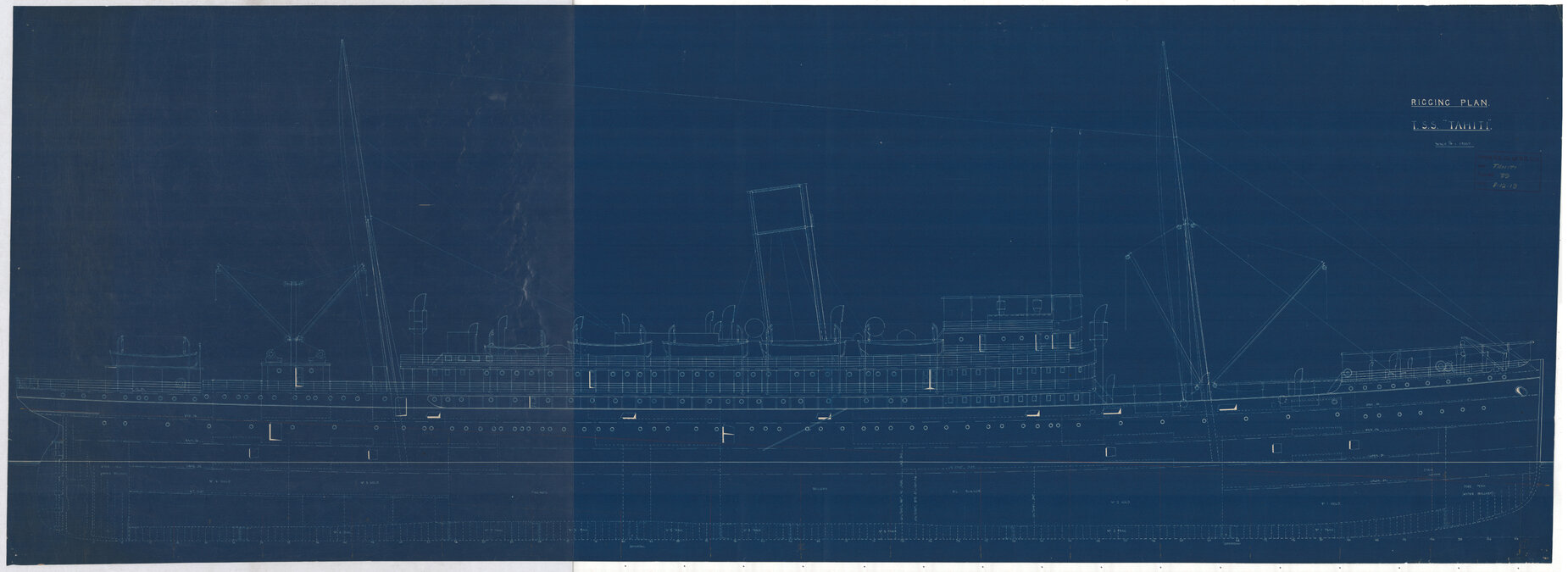 TSS Tahiti, rigging plan