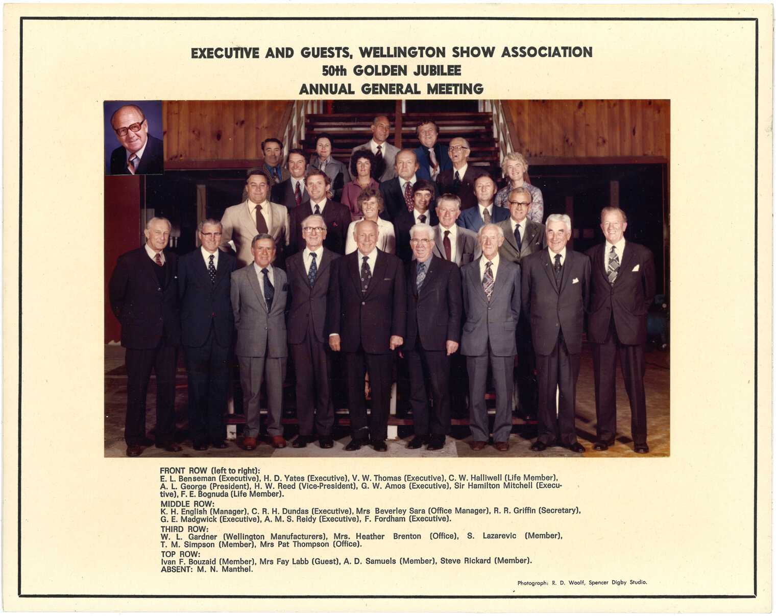 Executive and Guests, Wellington Show Association 50th Golden Jubilee Annual General Meeting