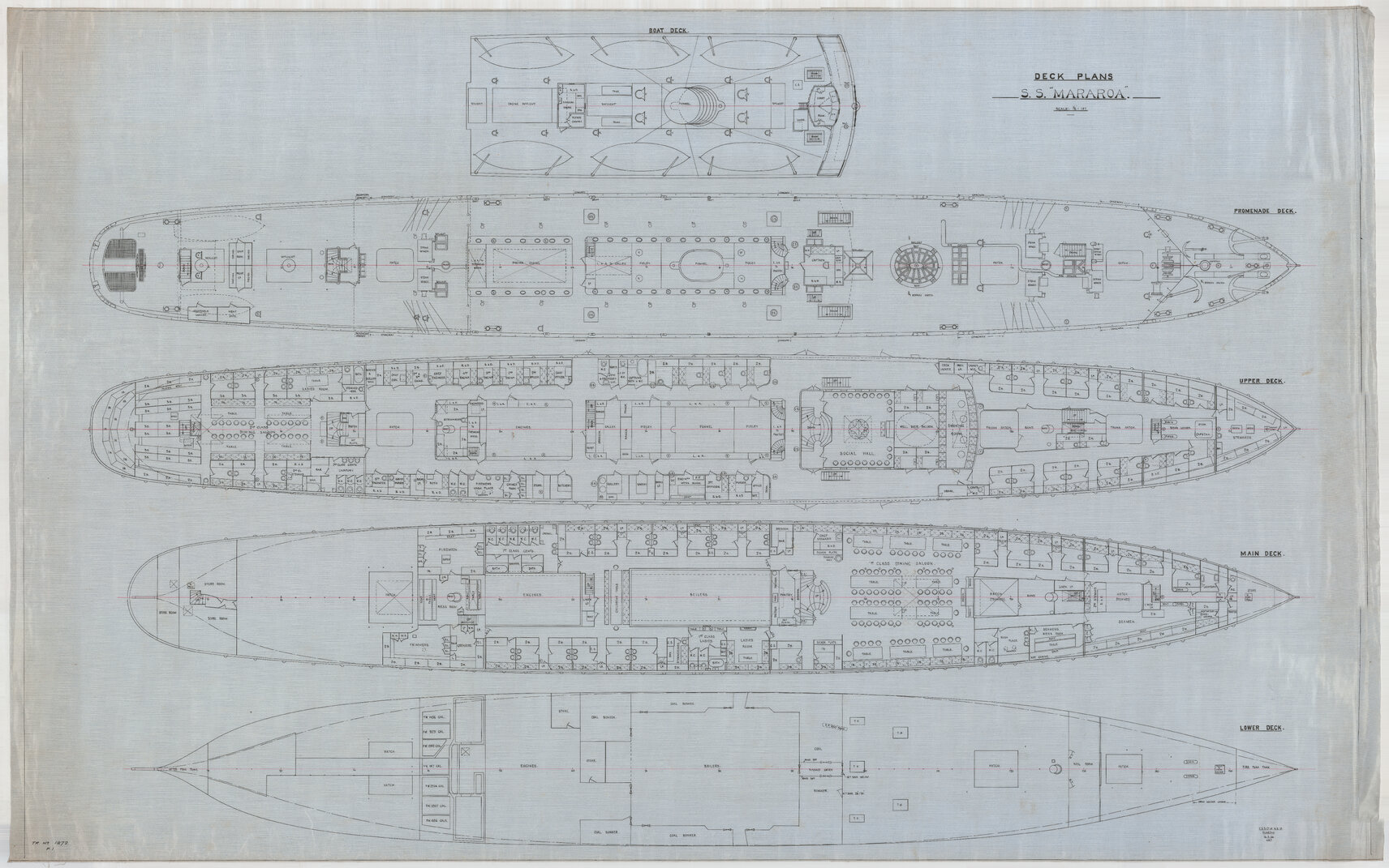 SS Mararoa, deck plans