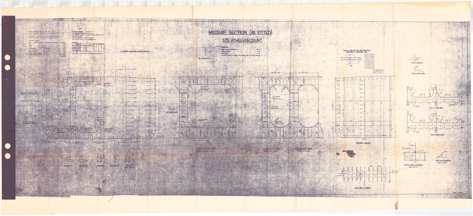 S.T.S Athelviscount, midship section (as fitted)