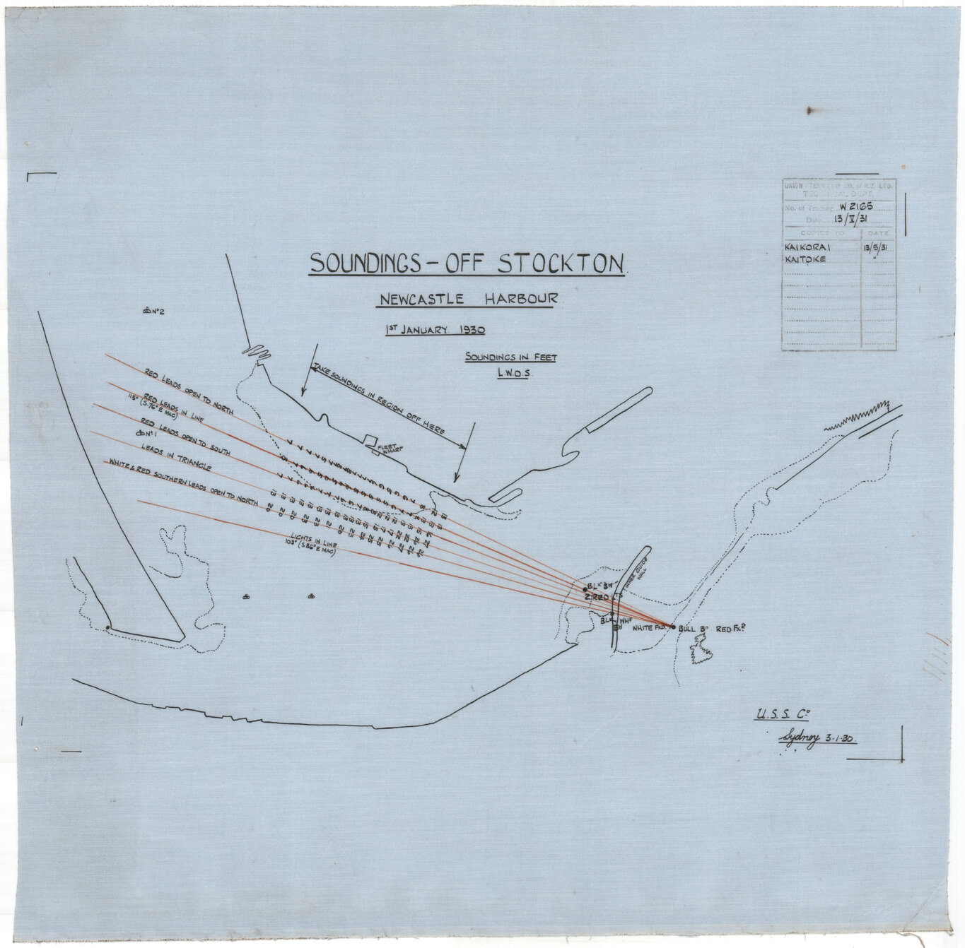 Newcastle Harbour, soundings off Stockton