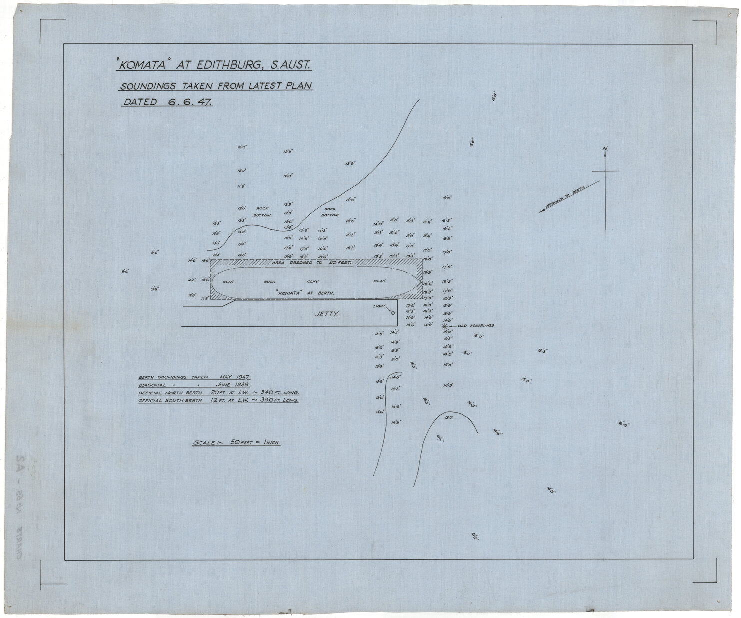 Komata, at Edithburgh, South Australia, soundings taken from latest plan