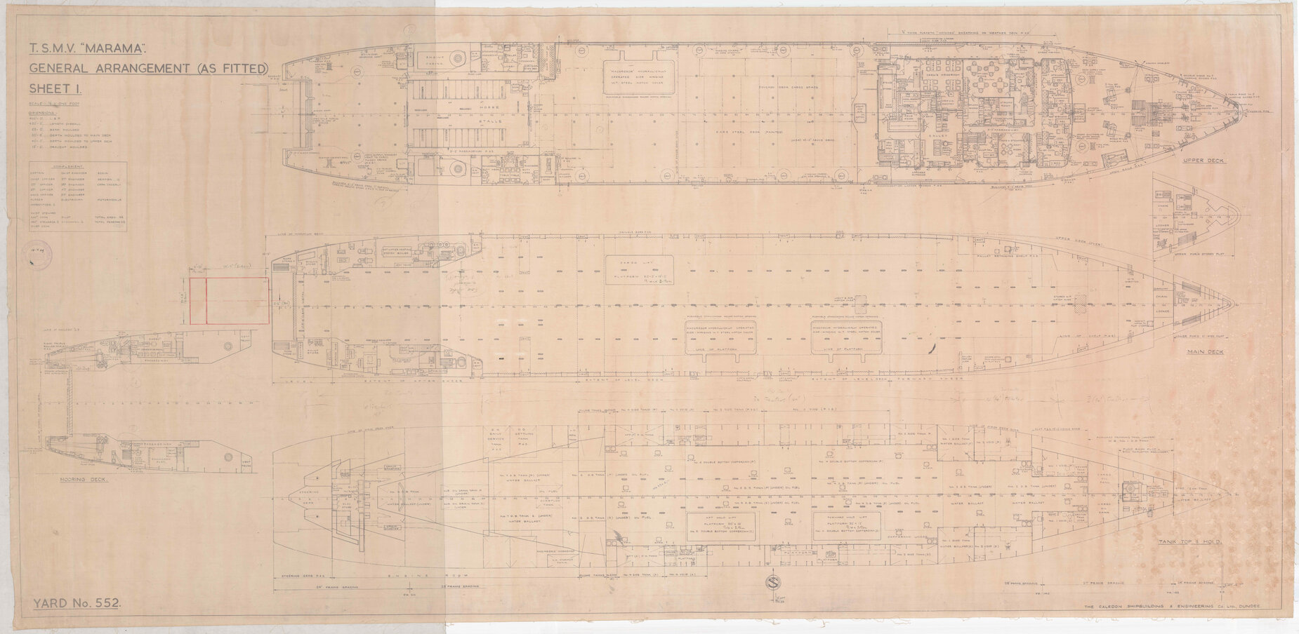 TSMV Marama, general arrangement (as fitted), sheet 1