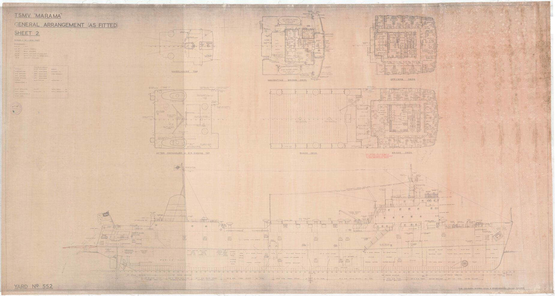 TSMV Marama, general arrangement (as fitted), sheet 2