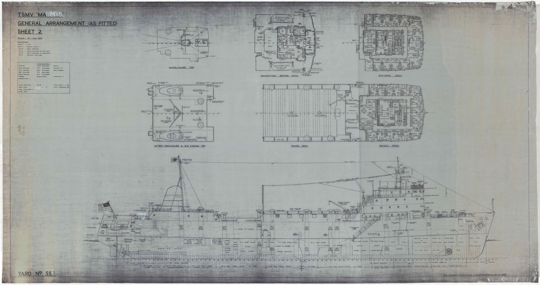 TSMV Marama, general arrangement (as fitted), sheet 2