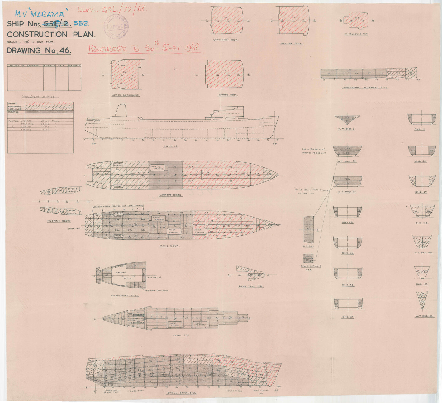 TSMV Marama, construction plan