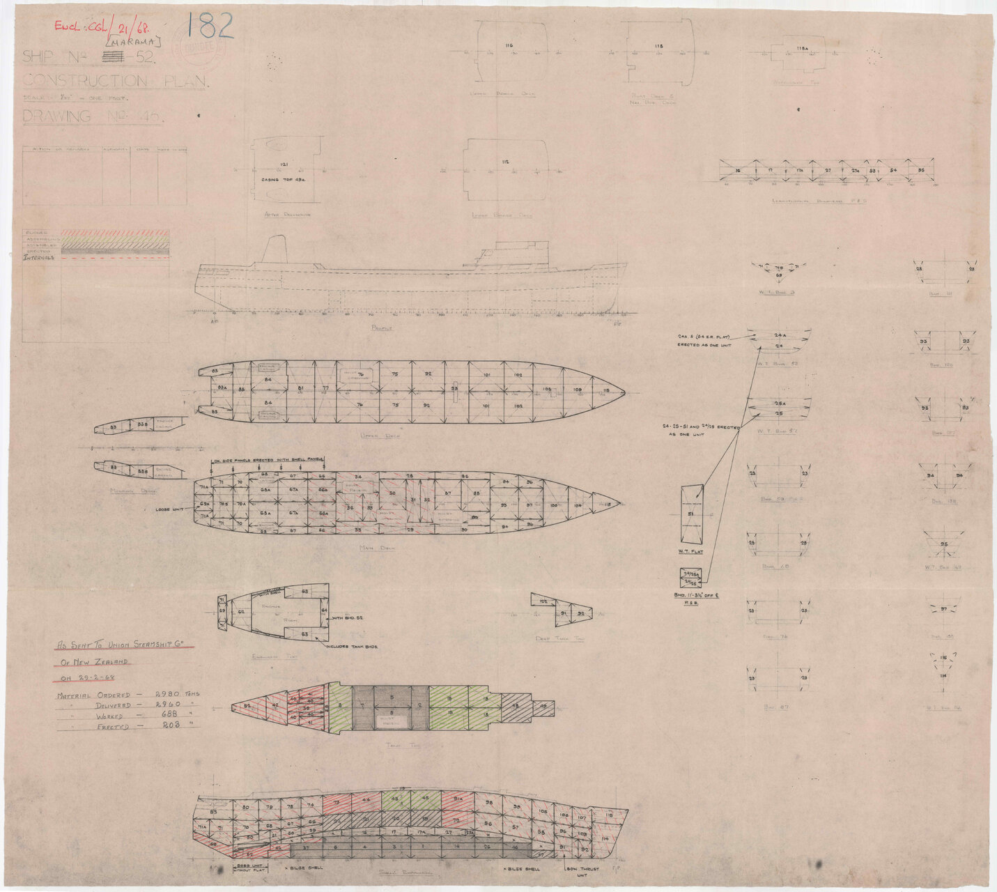[TSMV Marama], construction plan