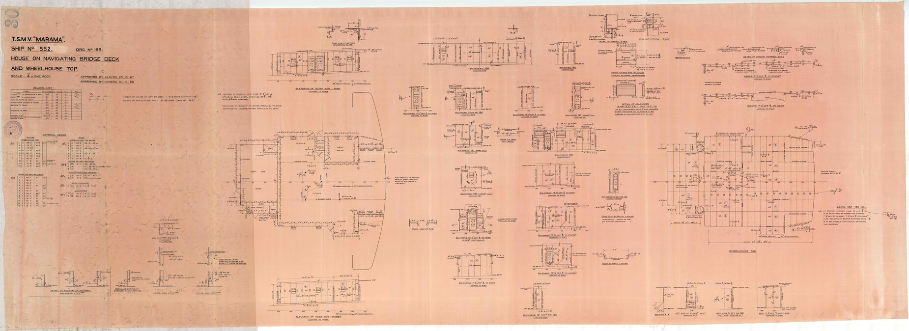 TSMV Marama, house on navigating bridge deck and wheelhouse top