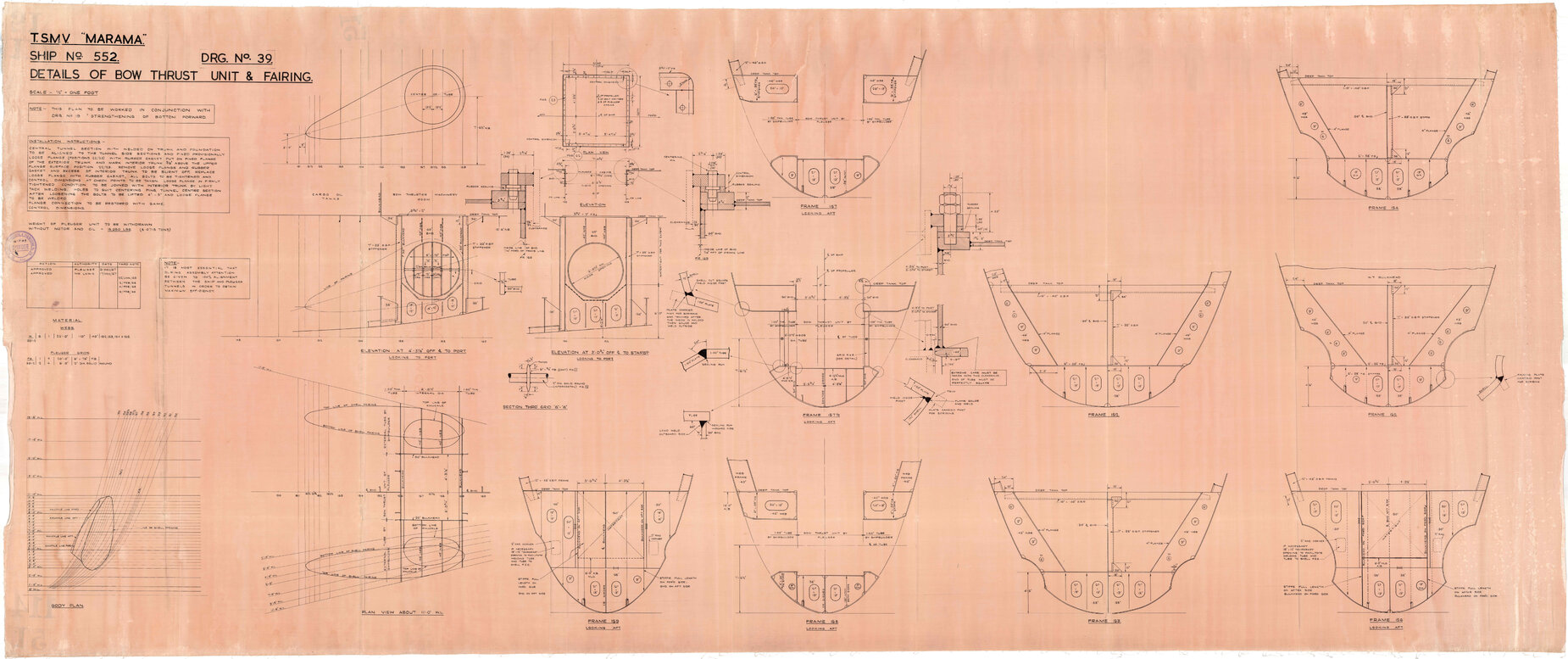TSMV Marama, details of bow thrust unit and fairing