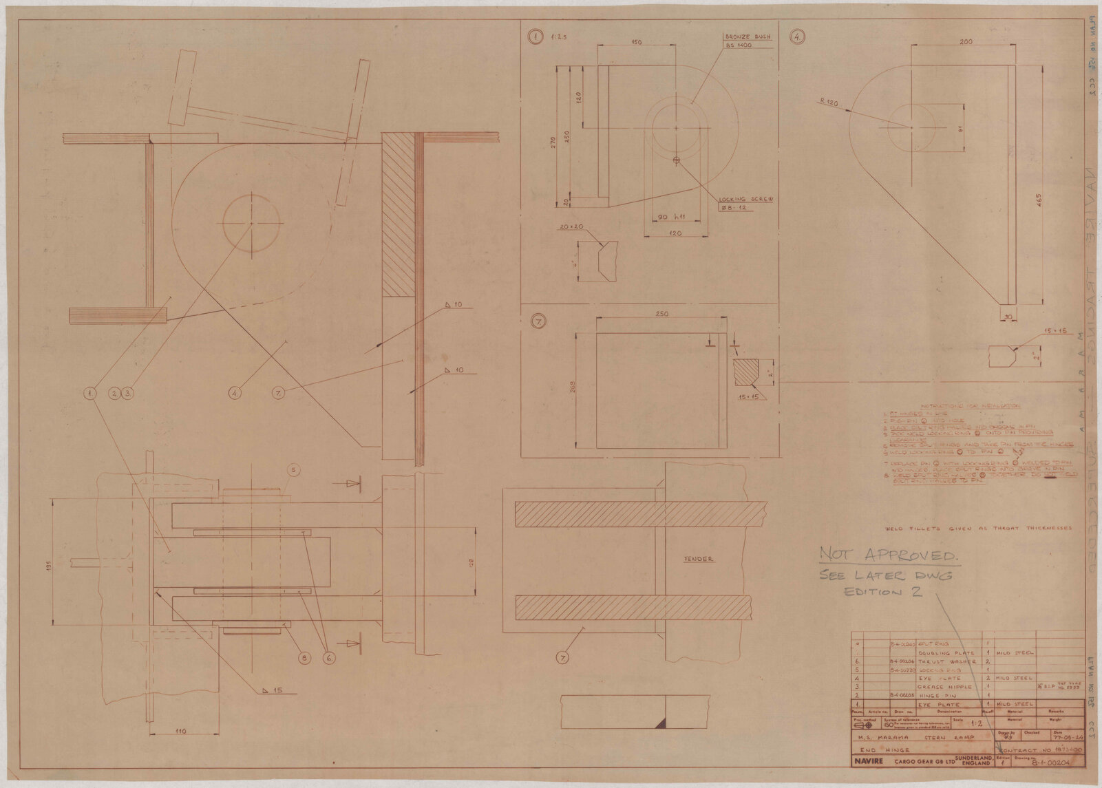 [TSMV Marama], stern ramp end hinge, edition 1