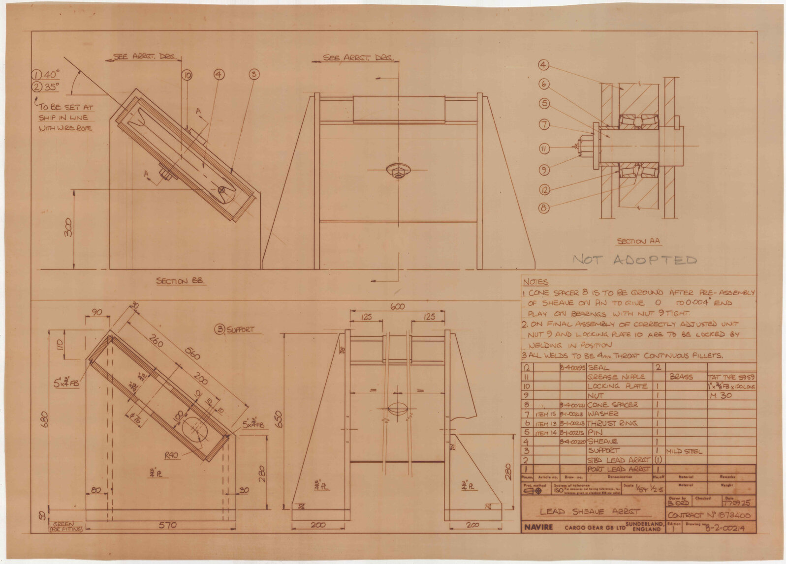[TSMV Marama], lead sheave arrangement
