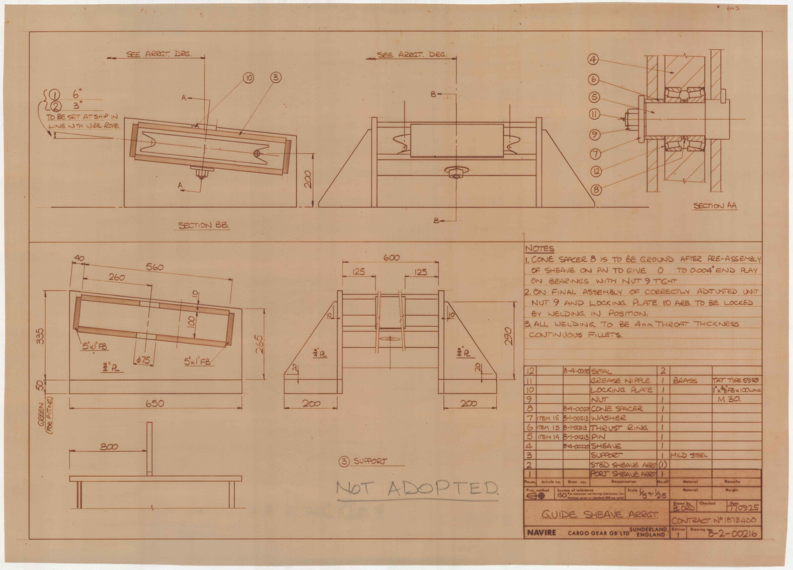 [TSMV Marama], guide sheave arrangement