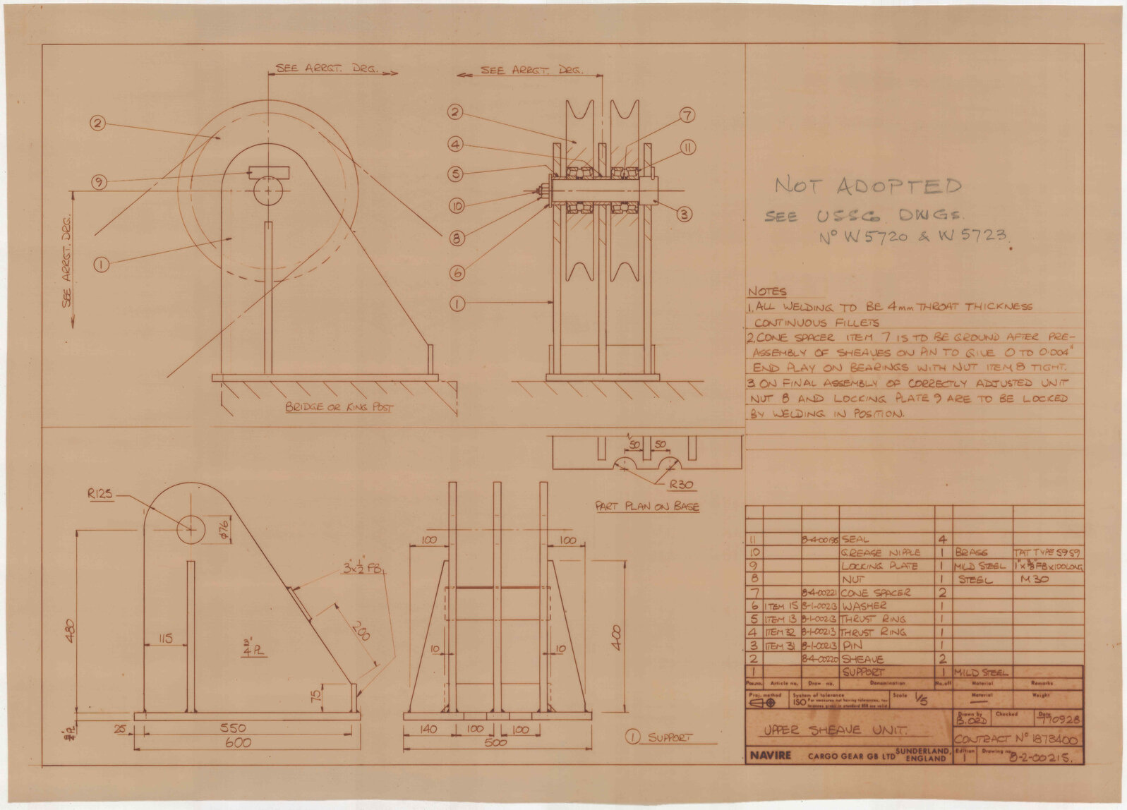 TSMV Marama, upper sheave unit