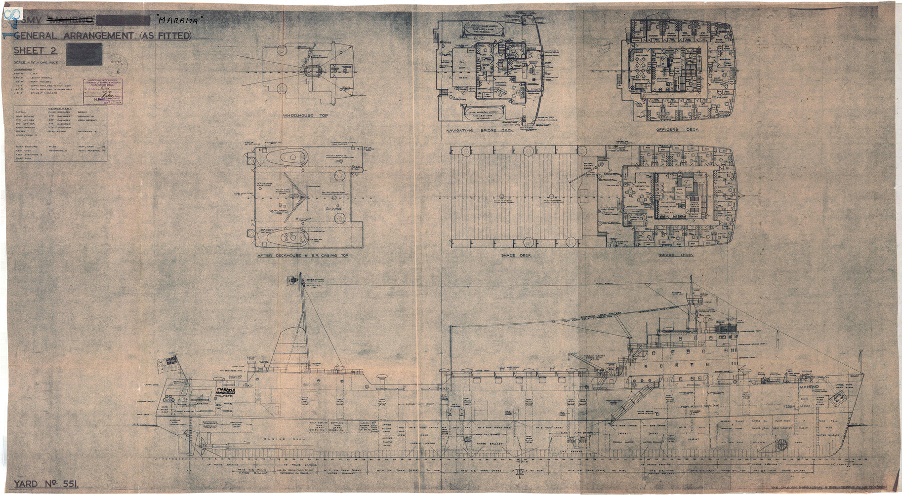 TSMV Marama, general arrangement (as fitted) sheet 2