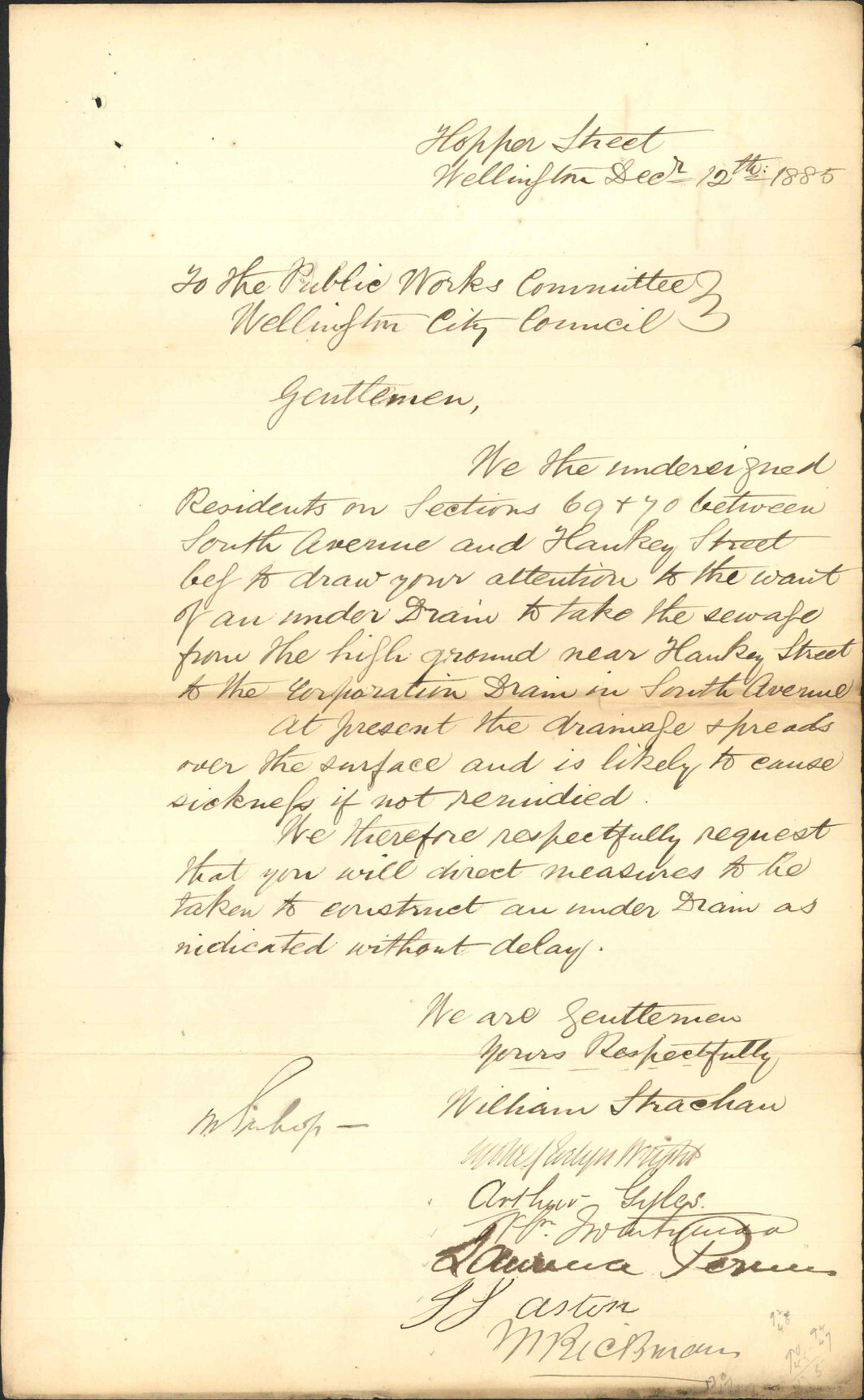 Petition for drain, Hankey Street and South Avenue