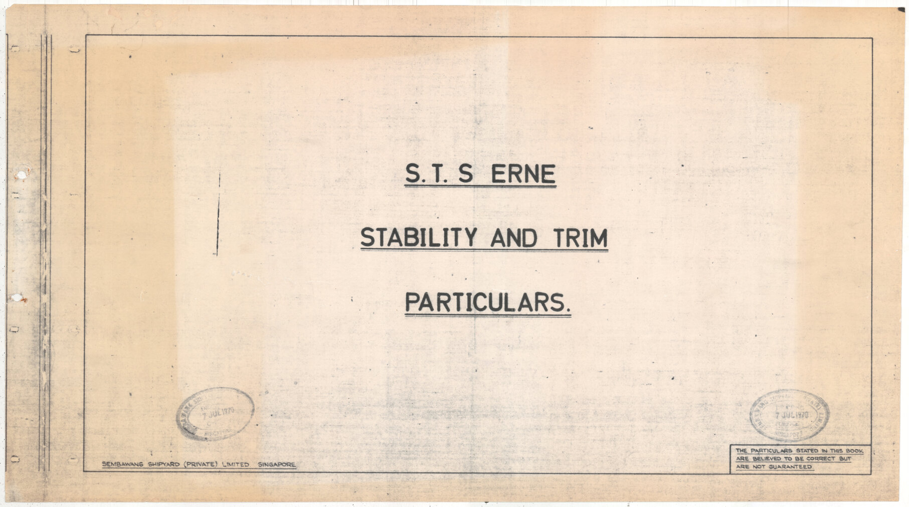 Erne STS, stability and trim particulars booklet