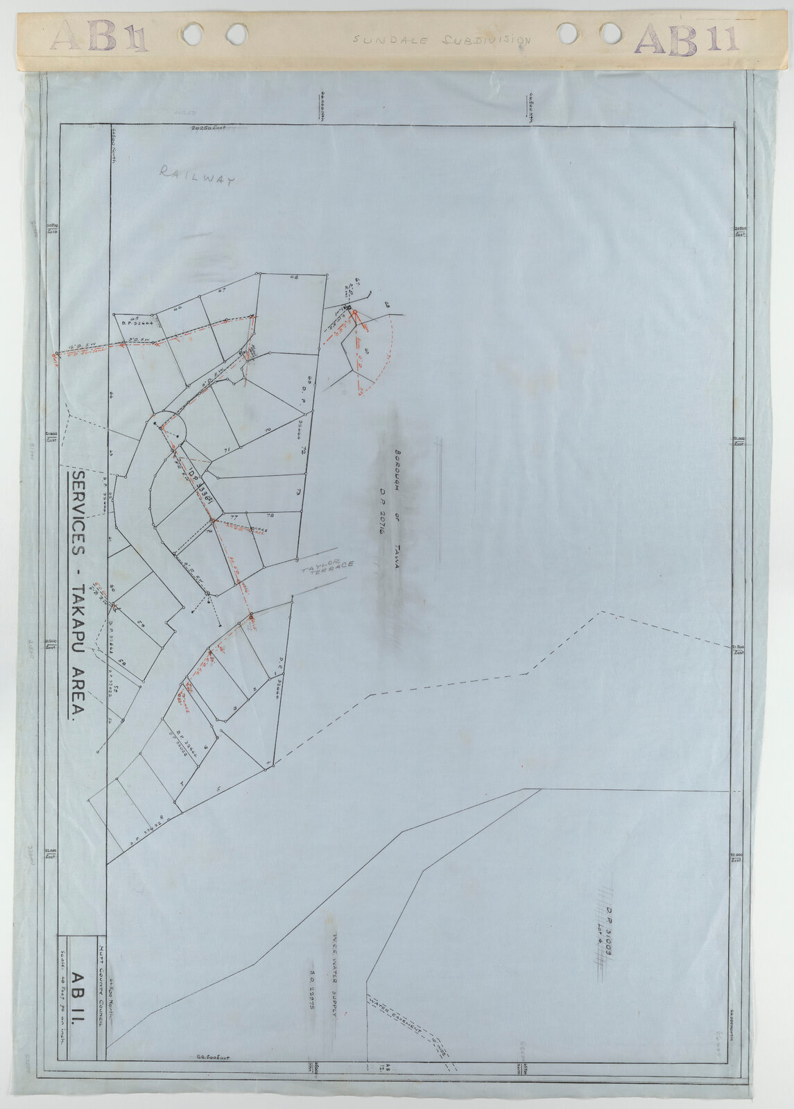 Tawa 40 Foot to an Inch Record Sheet, sheet AB11 