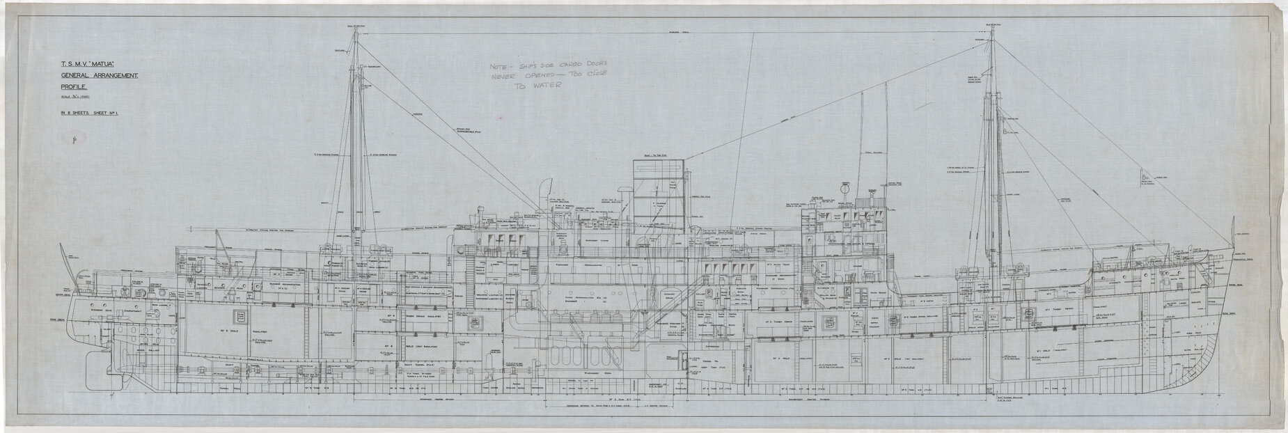 TSMV Matua, general arrangement, profile
