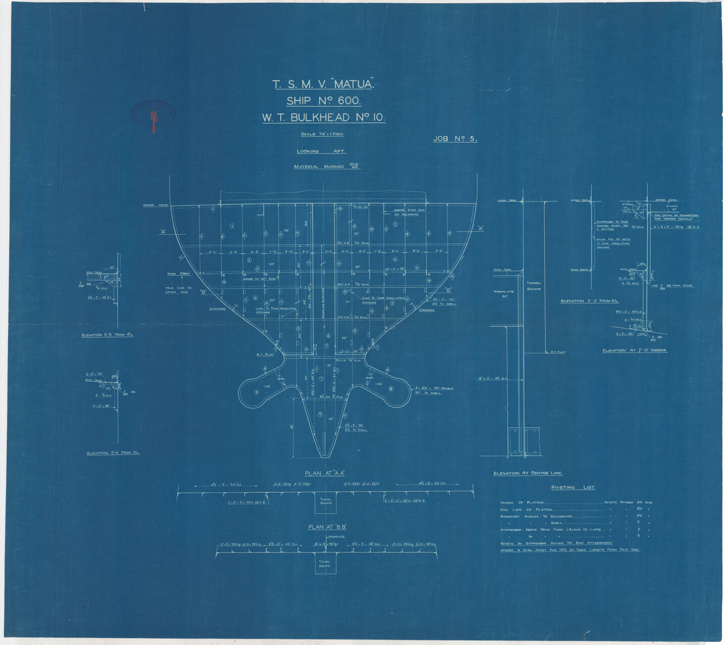TSMV Matua, W. T. bulkhead no. 10