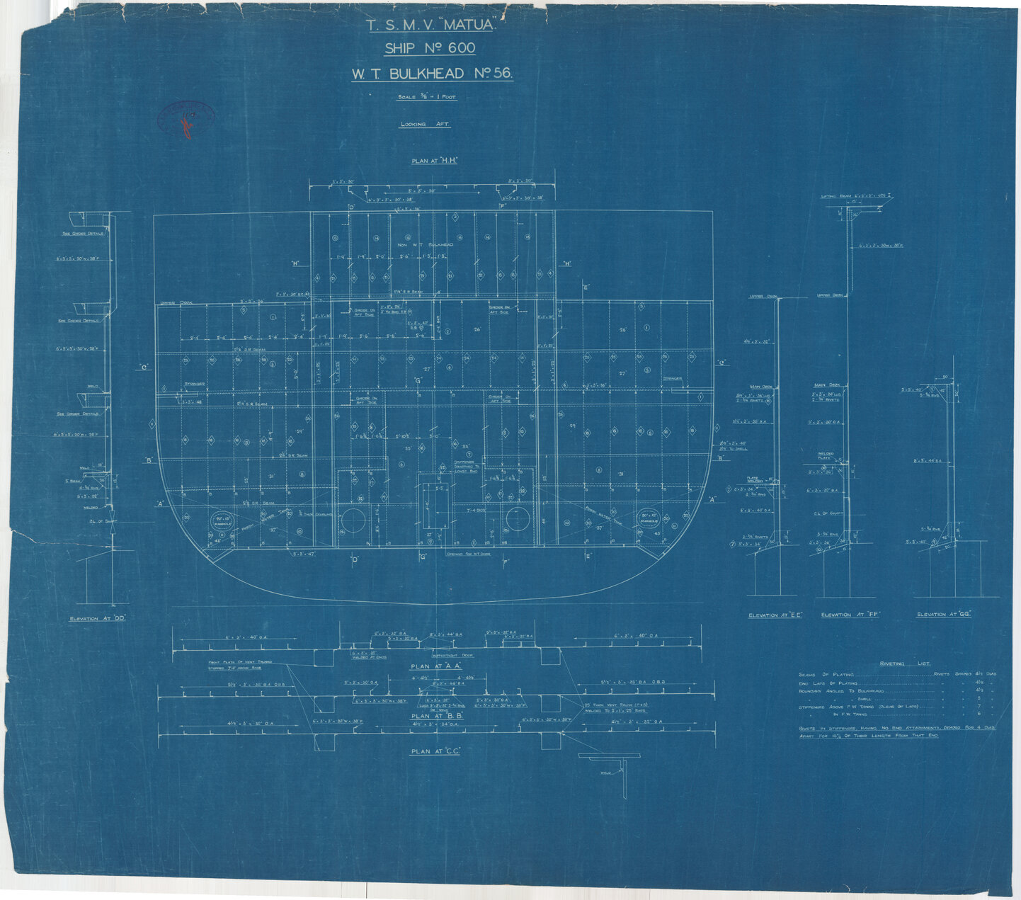 TSMV Matua, W. T. bulkhead no. 56