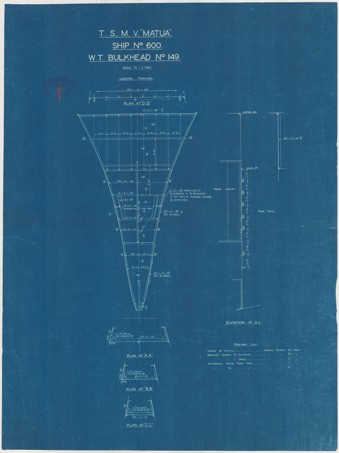 TSMV Matua, W. T. bulkhead no. 149