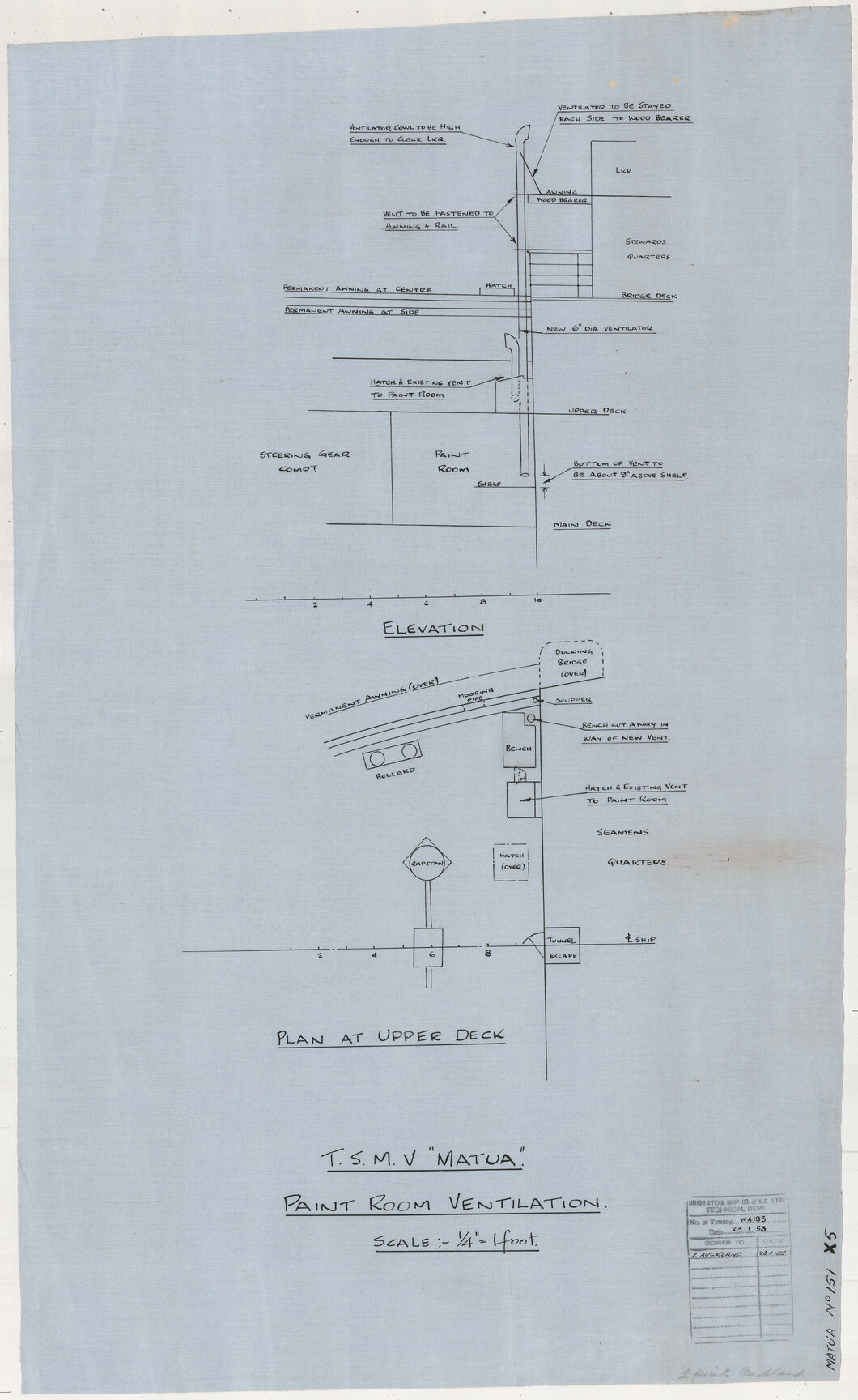 TSMV Matua, paint room ventilation