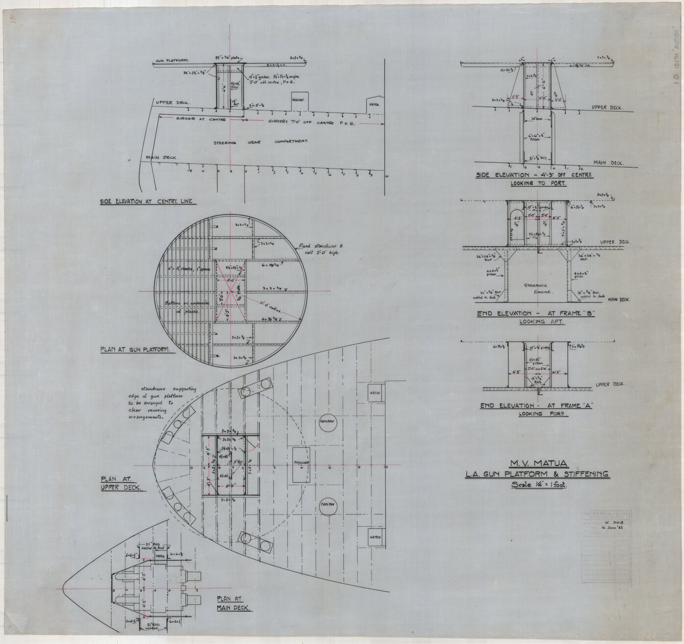 TSMV Matua, L.A. gun platform and stiffening