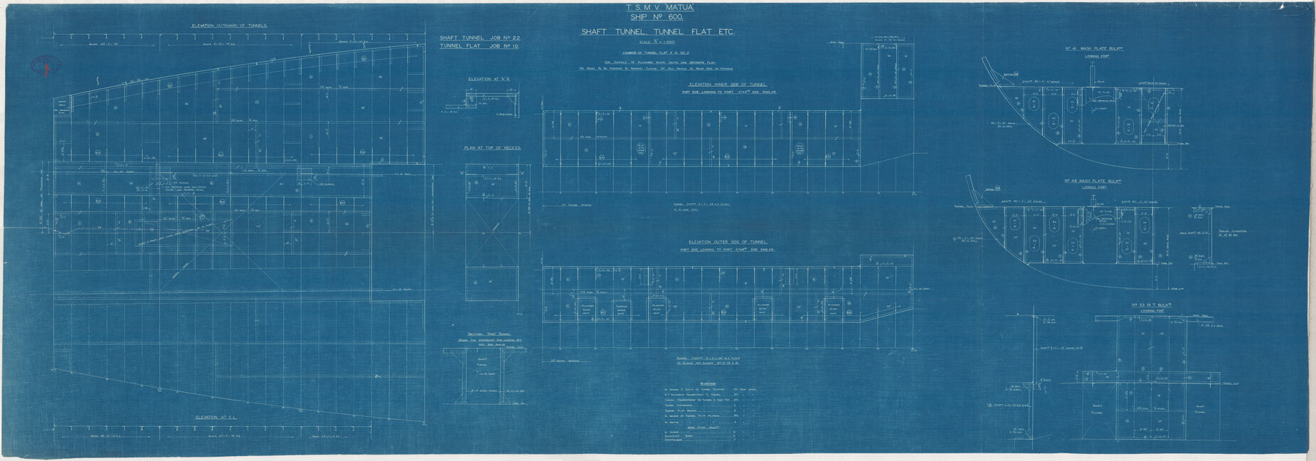 TSMV Matua, shaft tunnel, tunnel flat etc.