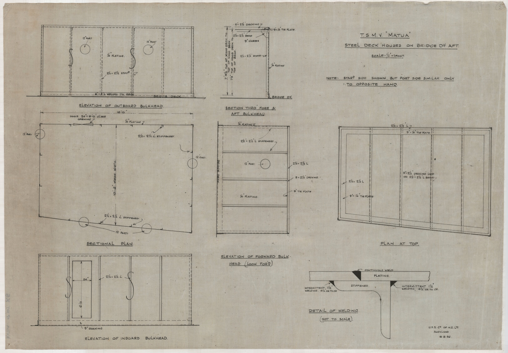 TSMV Matua, steel deck houses on bridge deck aft