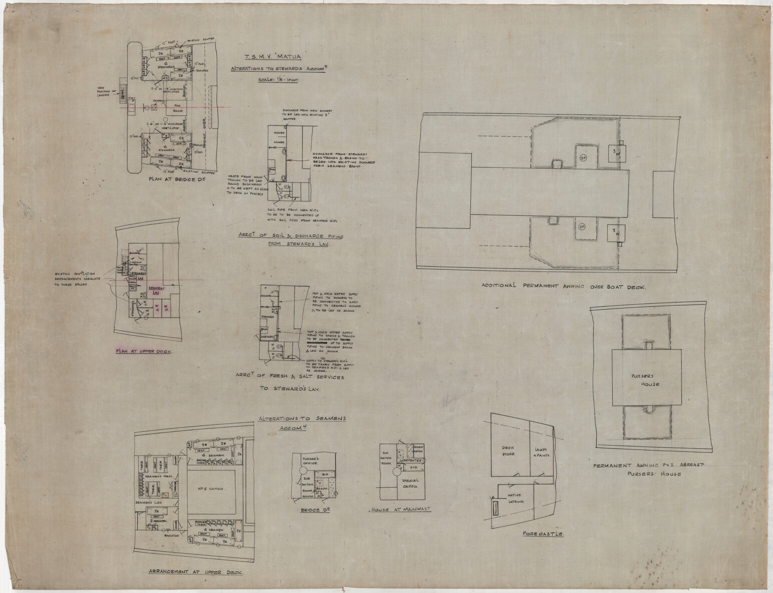 TSMV Matua, alterations to stewards accommodation