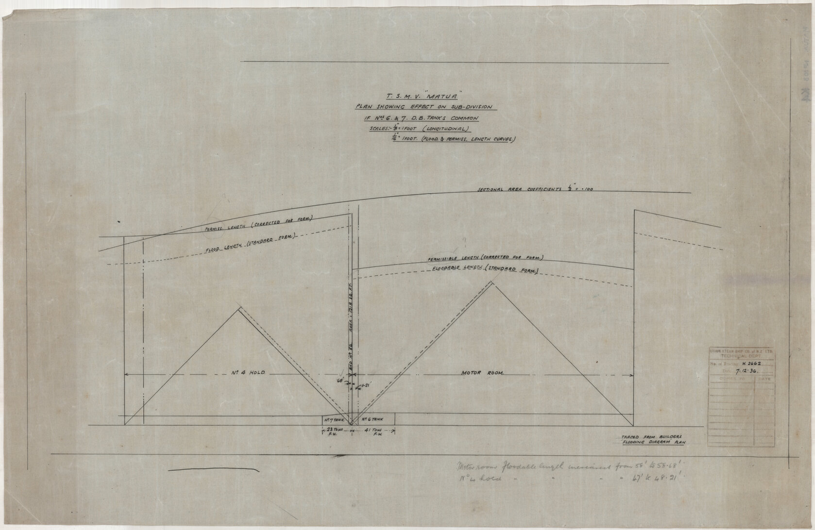 TSMV Matua, plan showing effect on sub-division