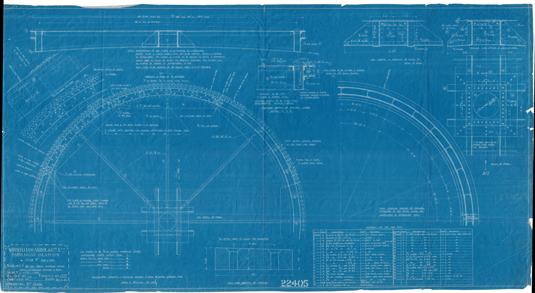 80 Ton Steam Floating Crane, Detail of Circular Pathway and Rack