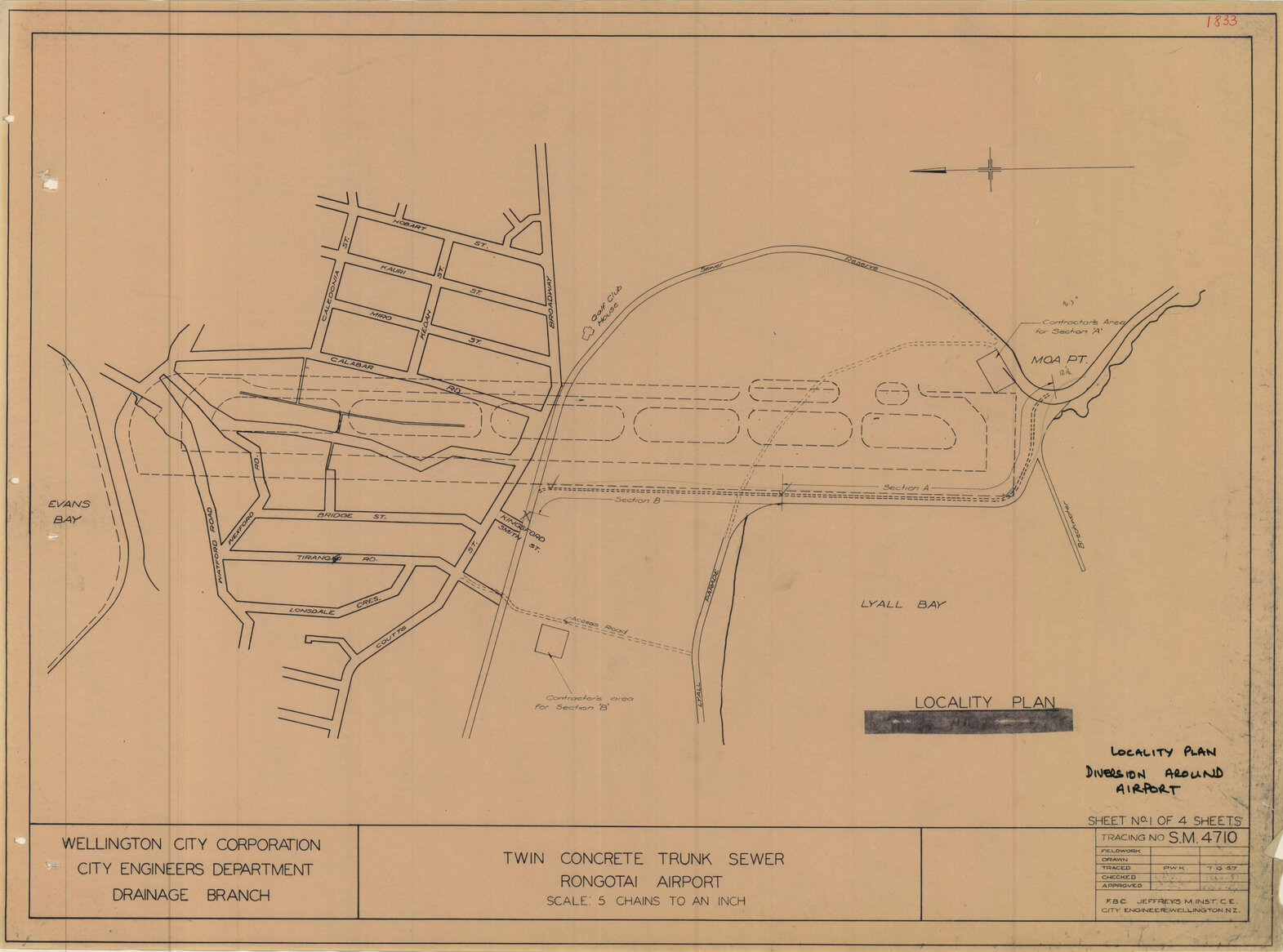 Twin concrete trunk sewer - Rongotai airport