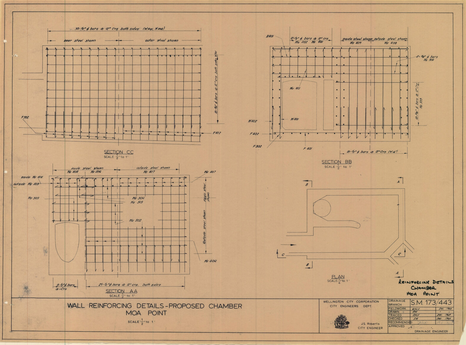 Wall reinforcing details - proposed chamber Moa Point