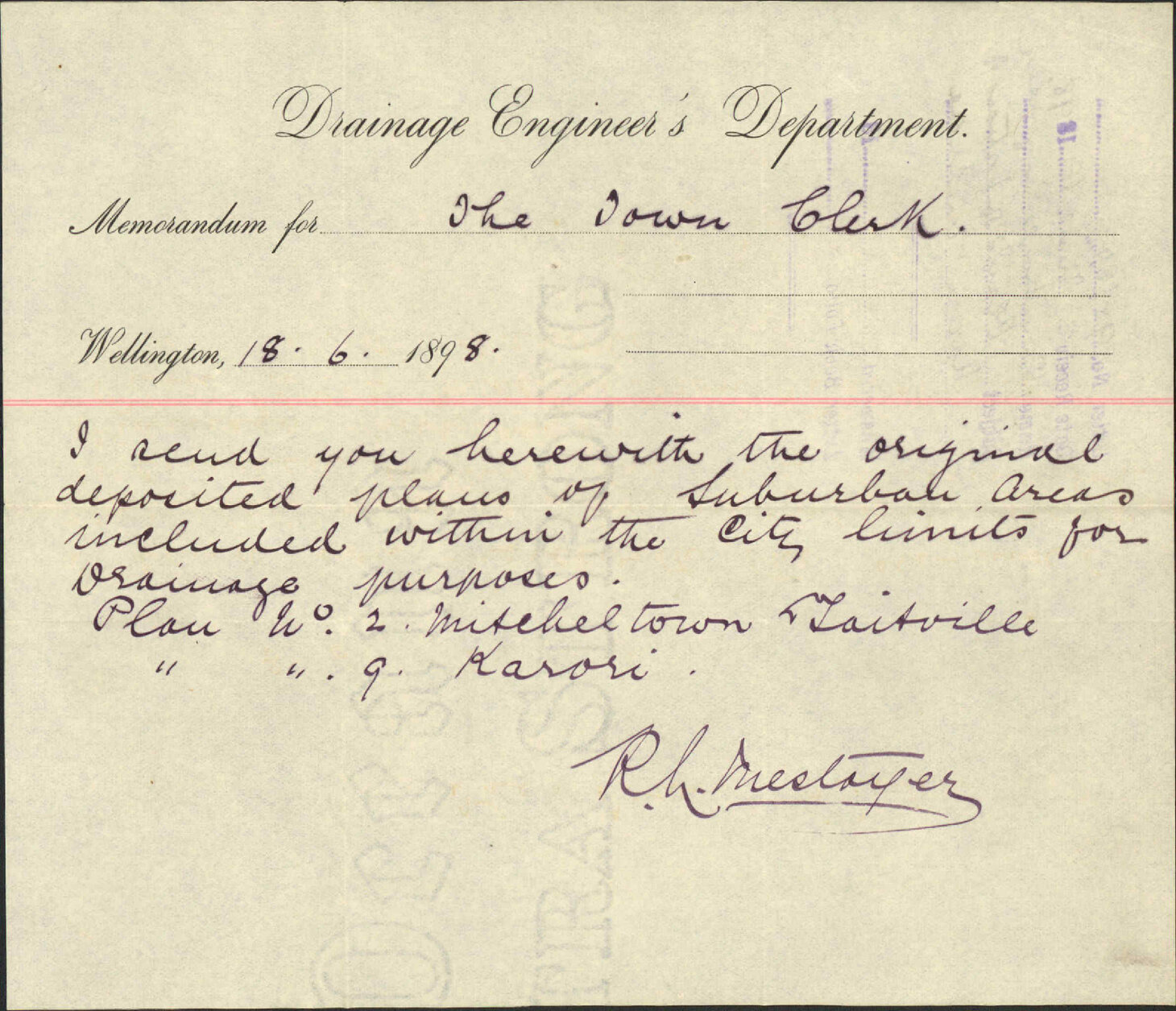Plans of portions of Karori and Melrose - Drainage Engineer