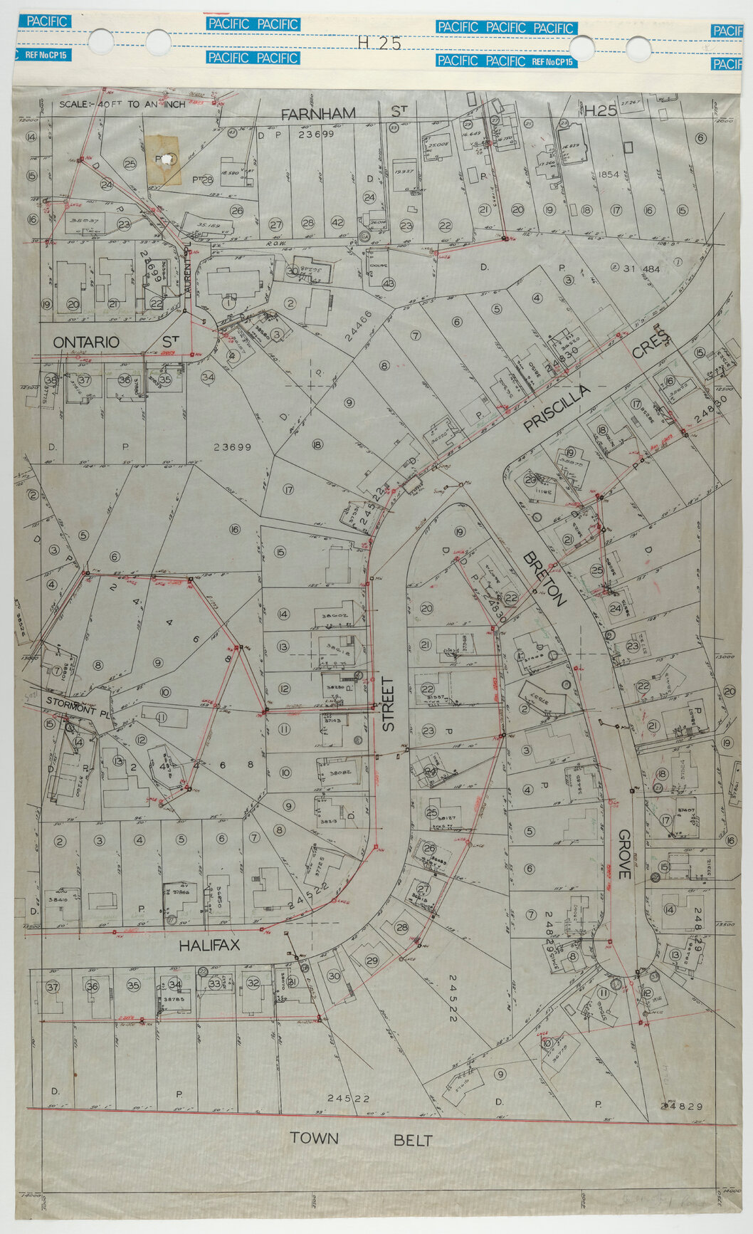 40 Foot to an Inch Record Sheet, sheet H25