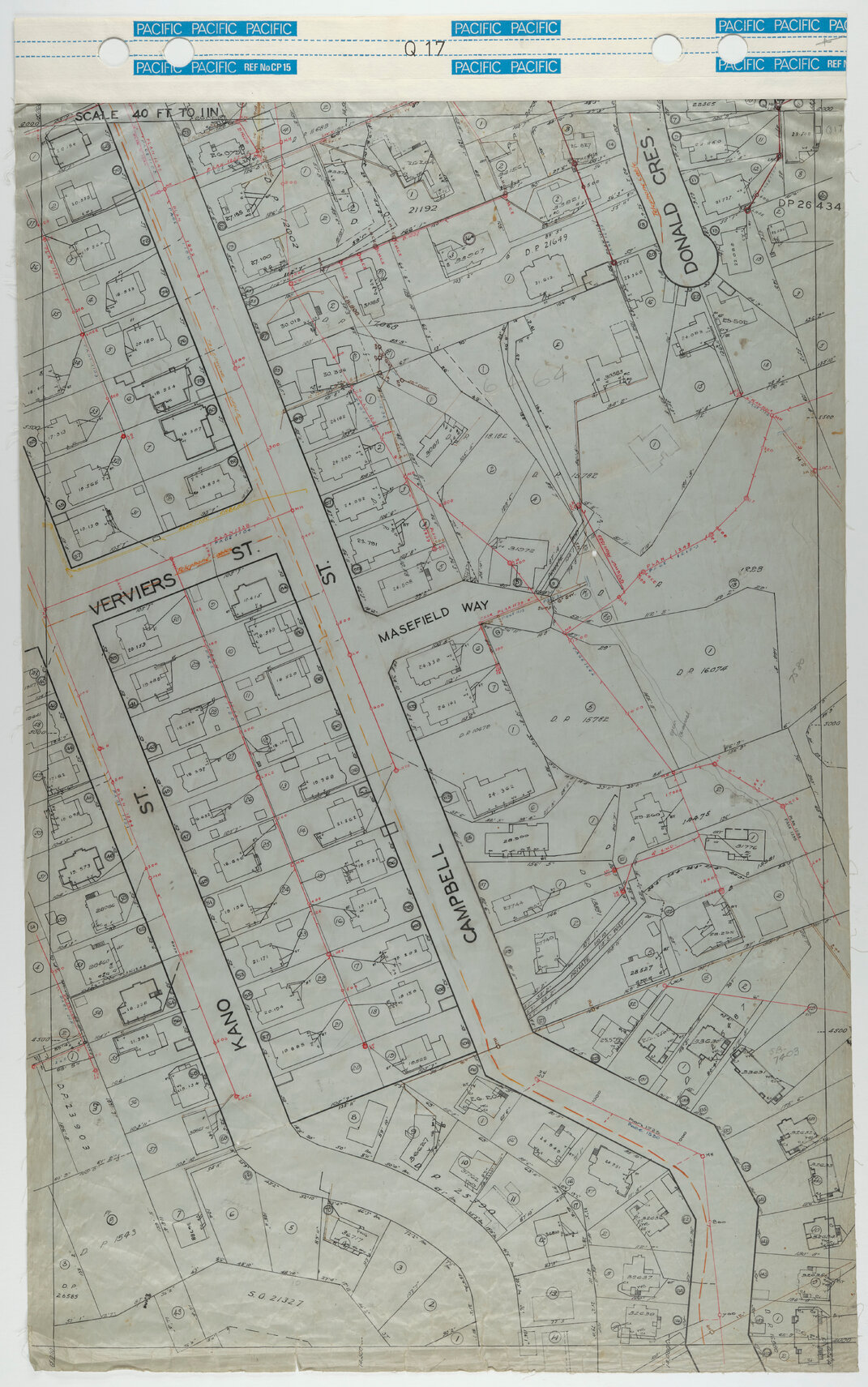 40 Foot to an Inch Record Sheet, sheet Q17
