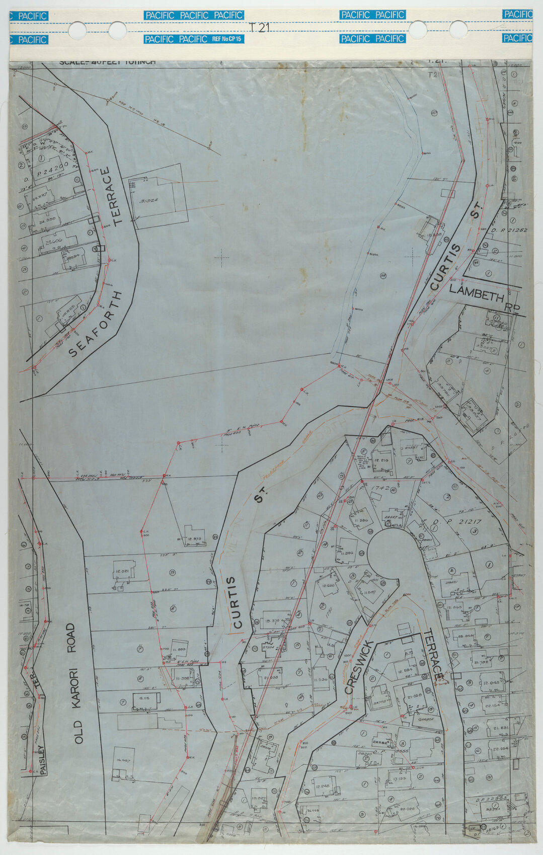 40 Foot to an Inch Record Sheet, sheet T21