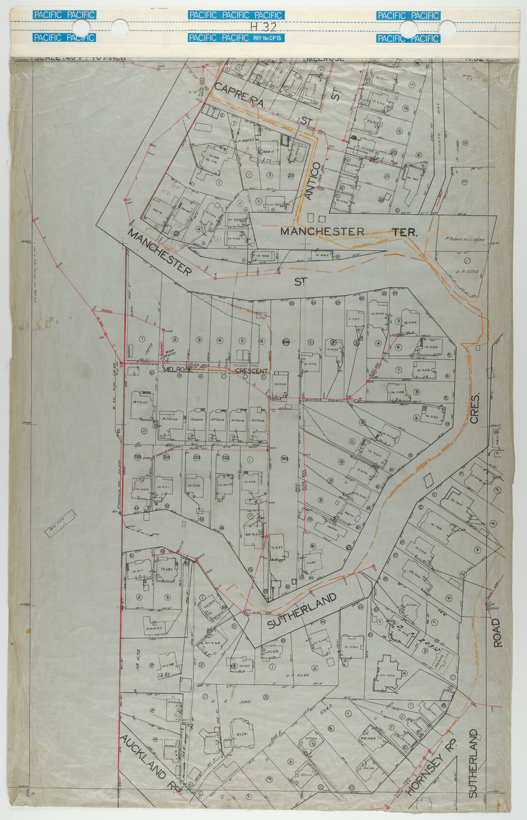40 Foot to an Inch Record Sheet, sheet H32