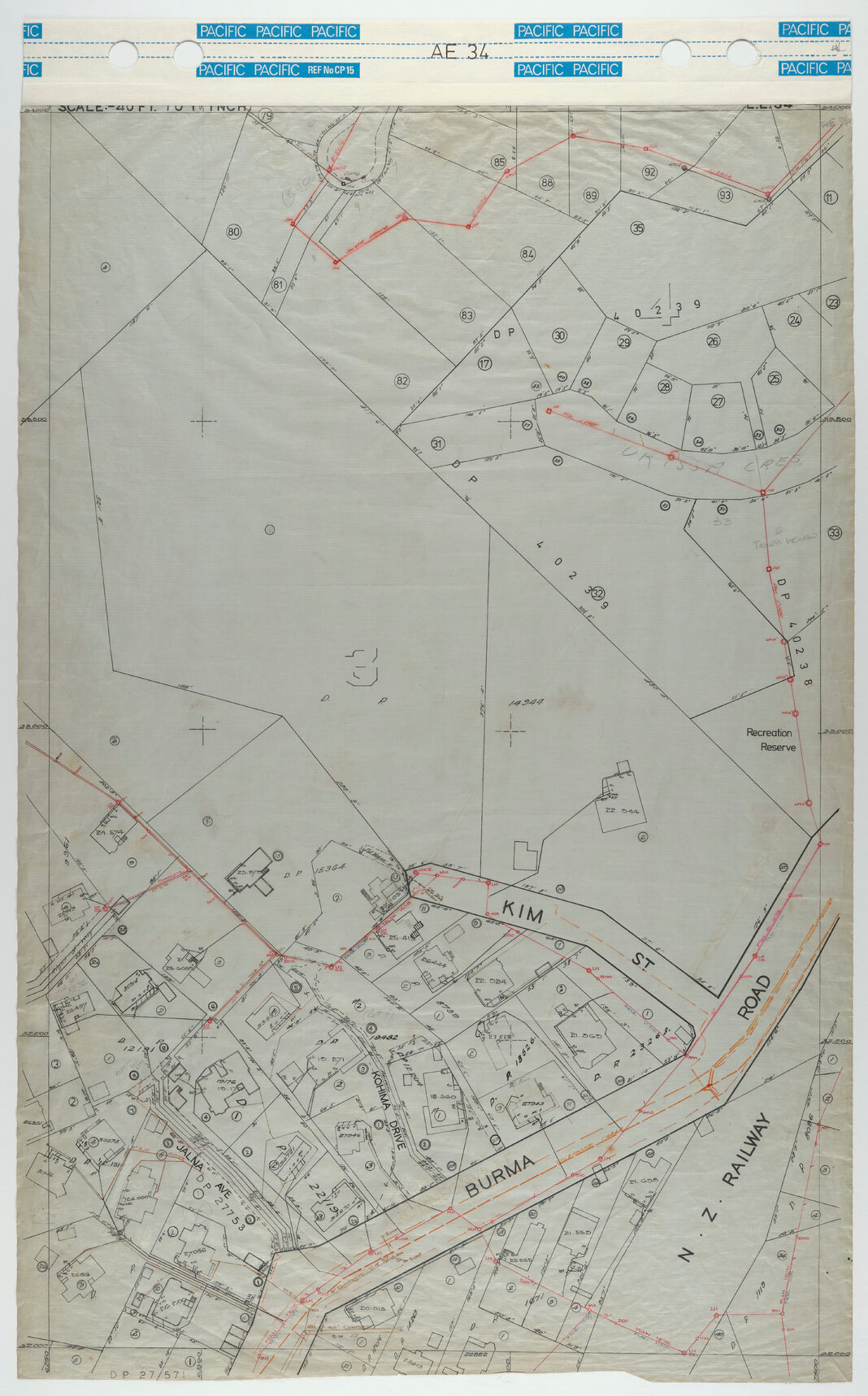 40 Foot to an Inch Record Sheet, sheet AE34