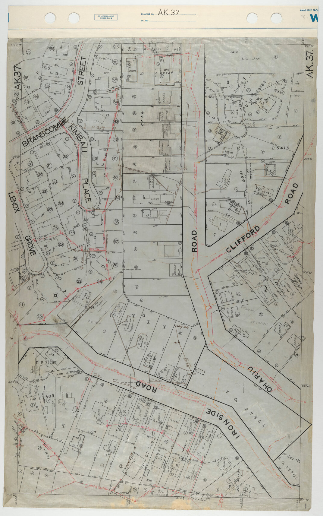 40 Foot to an Inch Record Sheet, sheet AK37