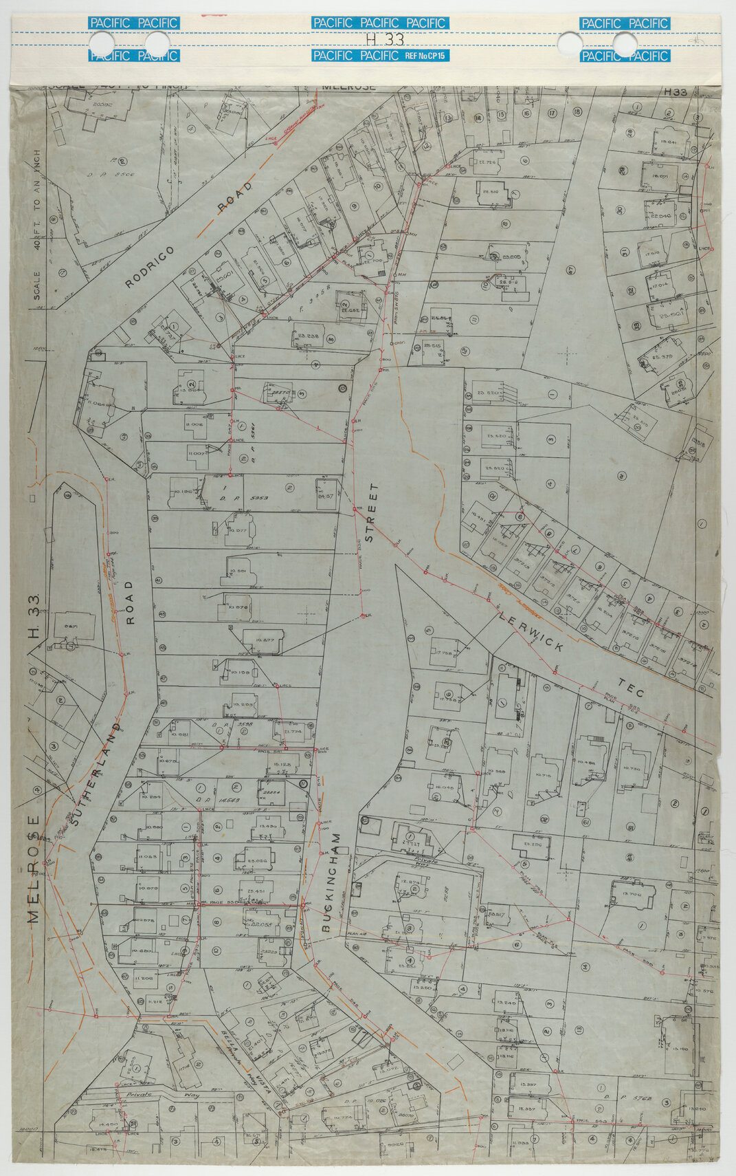 40 Foot to an Inch Record Sheet, sheet H33