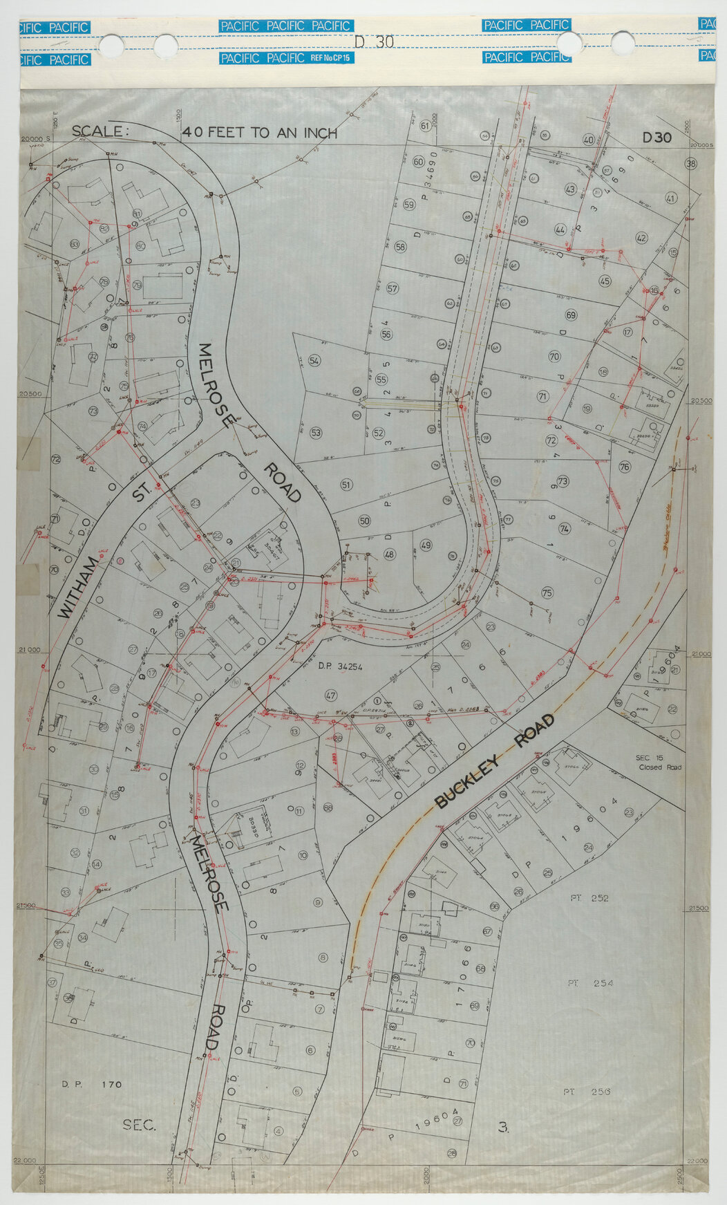 40 Foot to an Inch Record Sheet, sheet D30