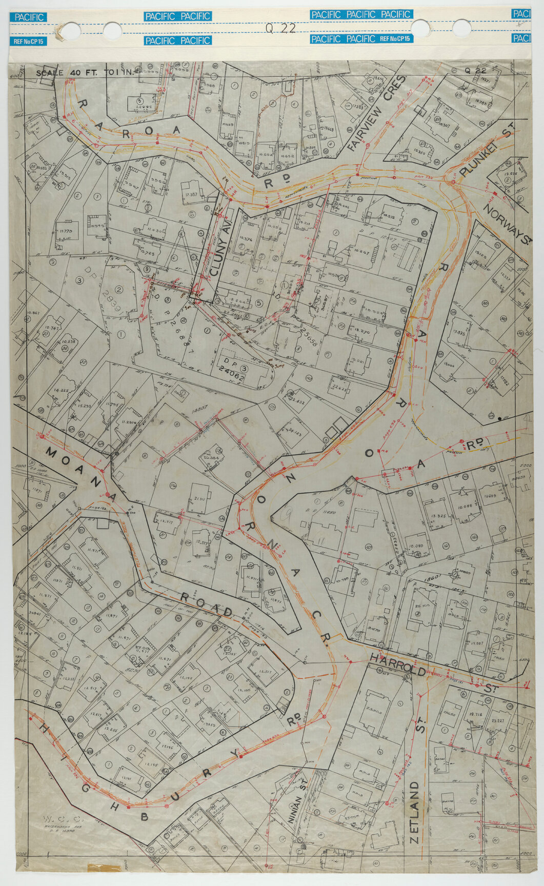 40 Foot to an Inch Record Sheet, sheet Q22