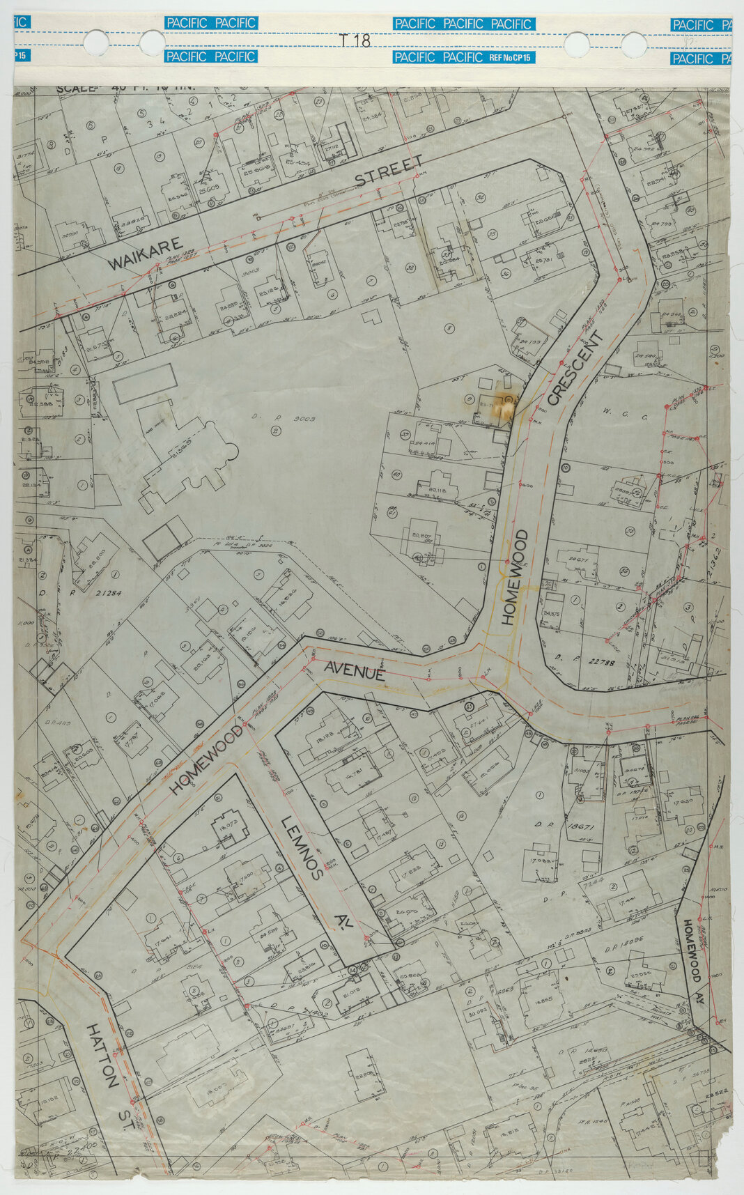 40 Foot to an Inch Record Sheet, sheet T18