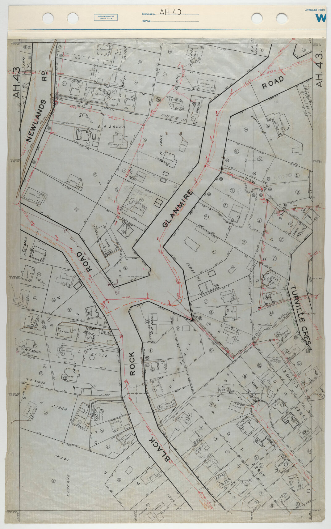 40 Foot to an Inch Record Sheet, sheet AH43