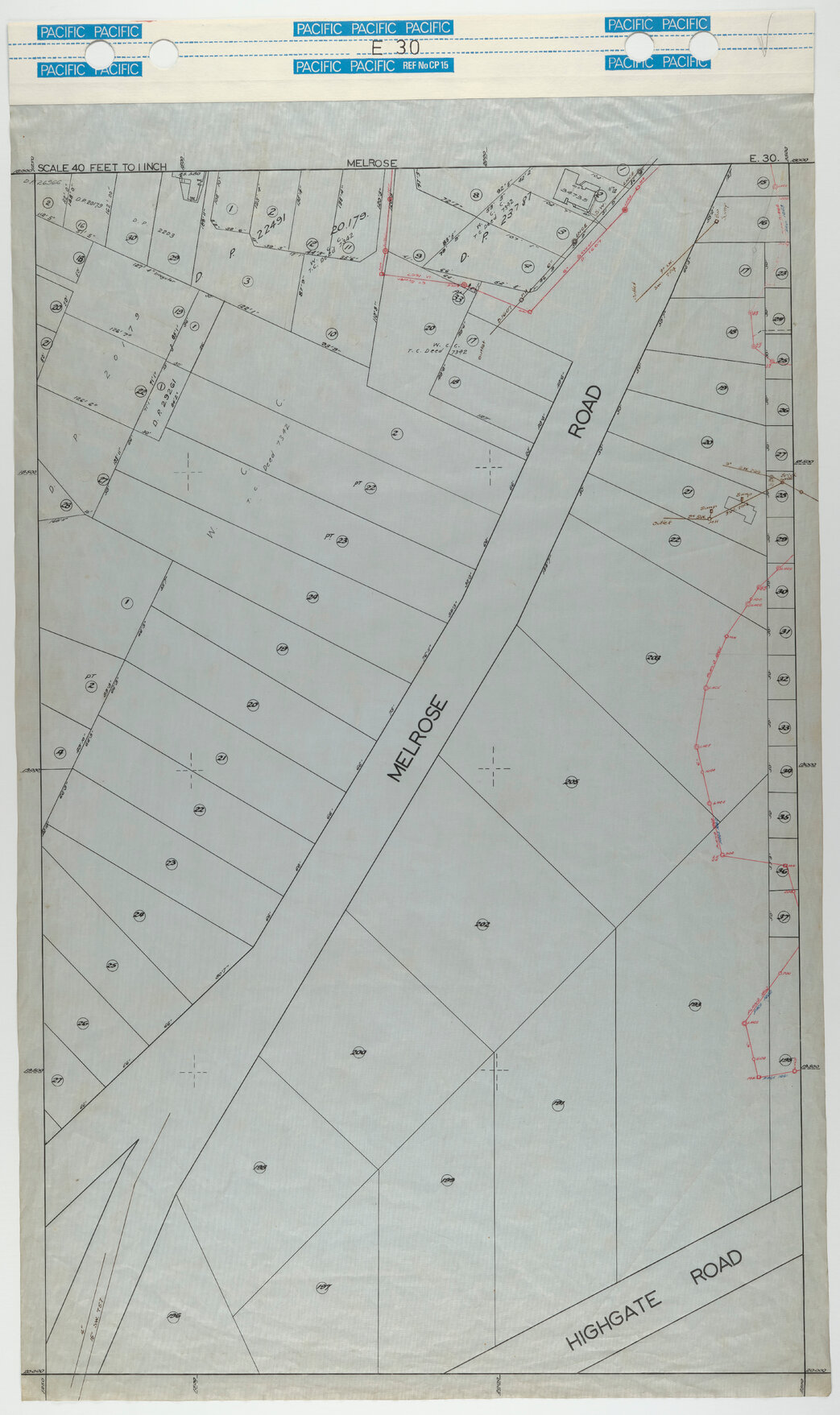 40 Foot to an Inch Record Sheet, sheet E30