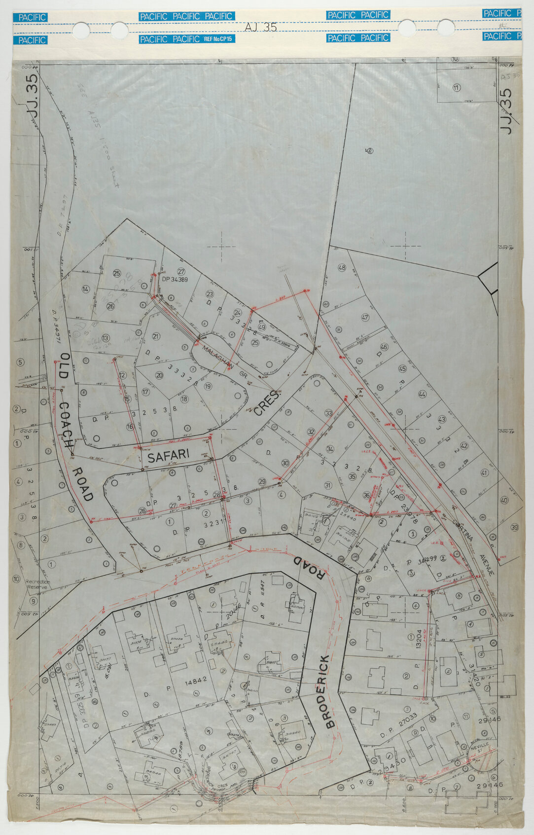 40 Foot to an Inch Record Sheet, sheet AJ35