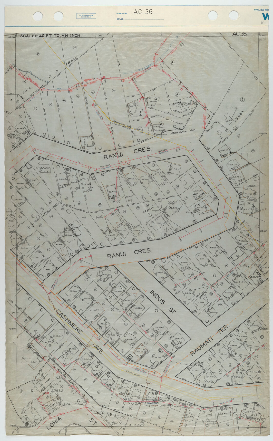 40 Foot to an Inch Record Sheet, sheet AC36