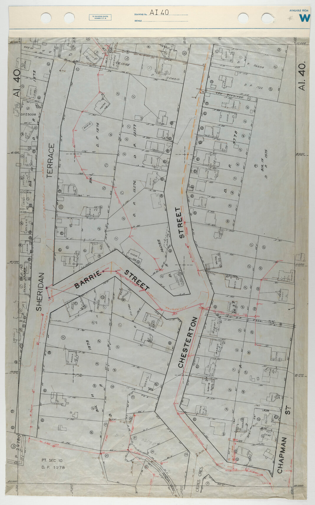 40 Foot to an Inch Record Sheet, sheet AI40
